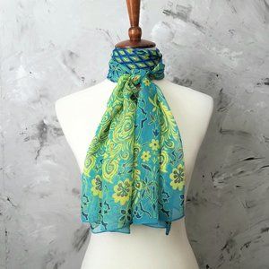 Peacock Patterned Blue and Green Women's Scarf